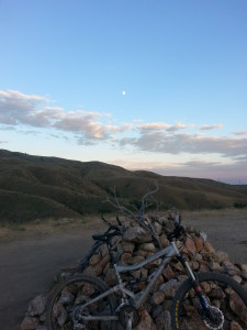 The (almost) full moon rising over Boise.