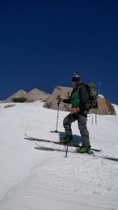 Preparing to ski the SE Face.