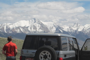 The view of the Lost River Range, featuring Borah Peak, (from Willow Creek Summit).